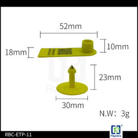 Livestock Management Visual Ear Tag Yellow Color Two Side Stable Distance Recognition